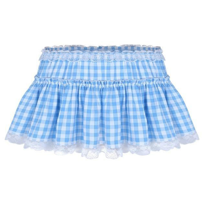 Vrouwen Y2K Kanten Minirok Zomer Plaid Gingham Ruche Korte Fee Prinses Sexy Laagbouw Geplooide A-lijn Rokken Lolita 2000s