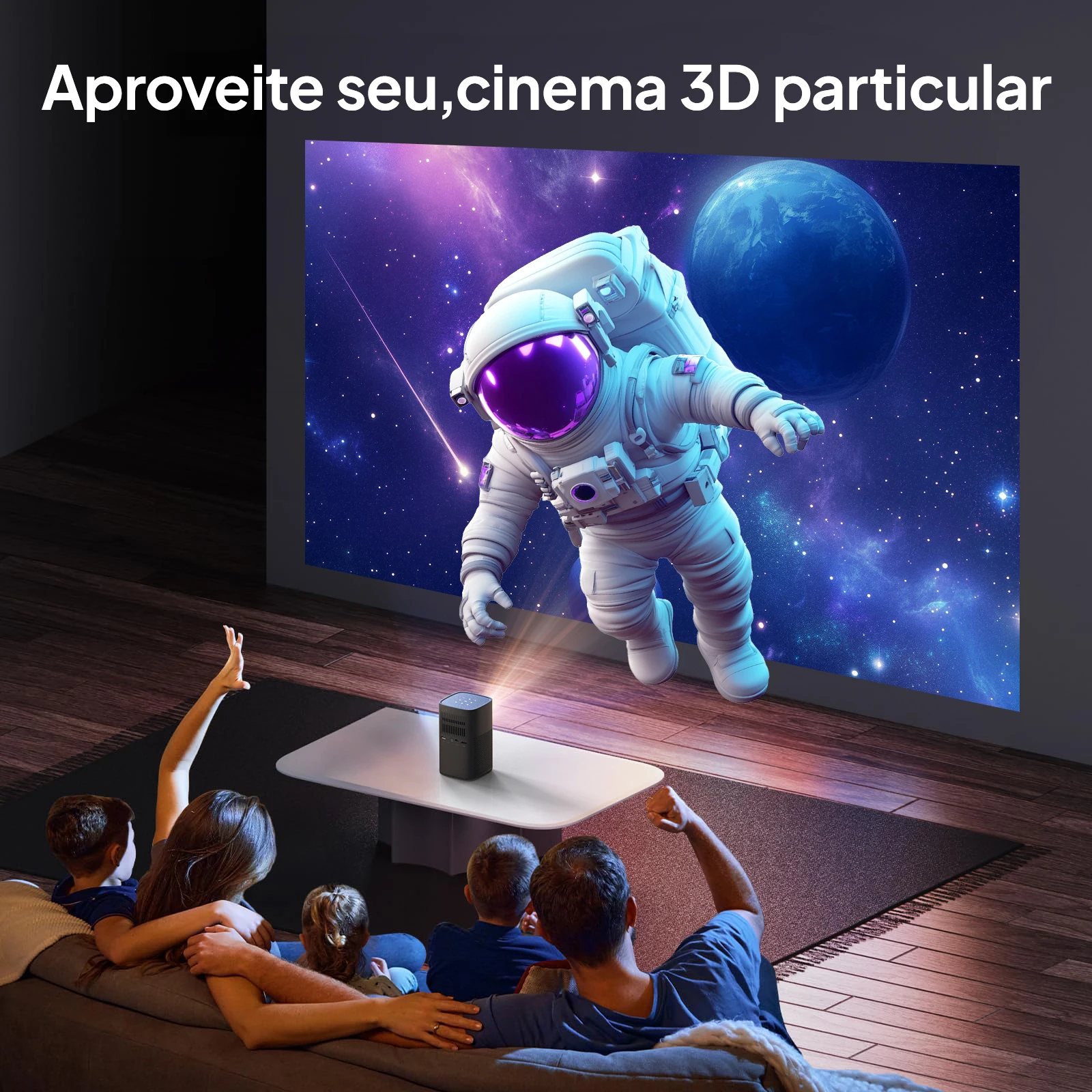 Vevshao V30 3D 4K Mini Projector Cinema Smart Android WiFi Portable 1080P Home Theater Video LED DLP Projector with Battery