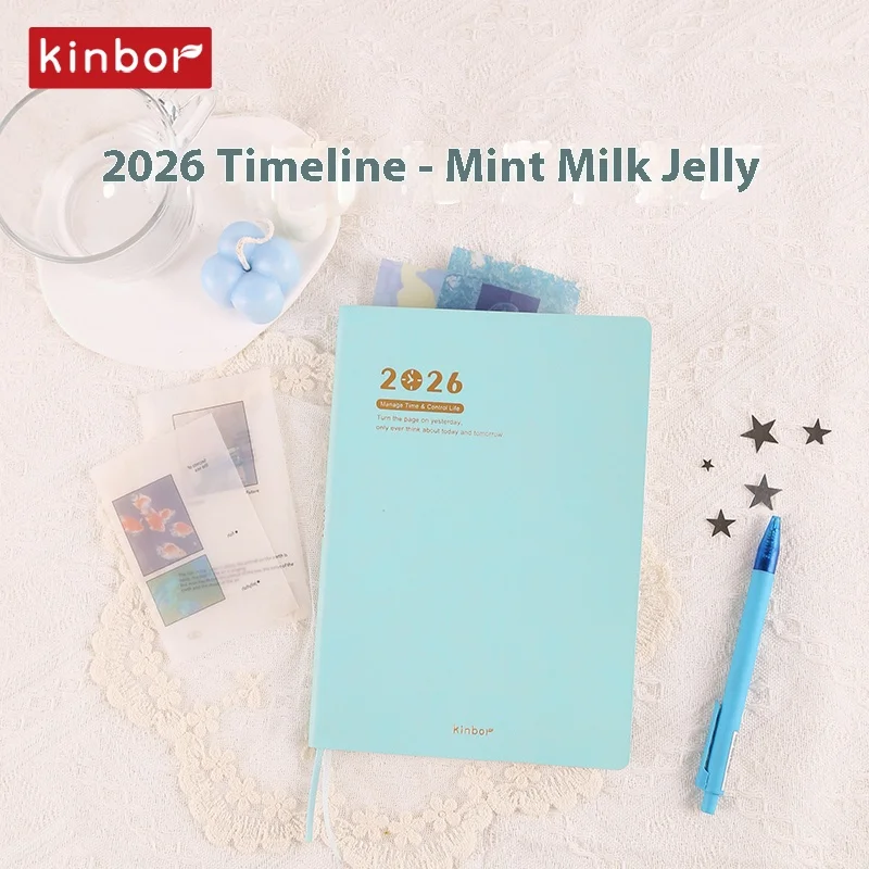 NEW 2026 Kinbor A5 Timeline Planner Notepad,52g Bachuan Paper Pure Color A Week 2Page Efficiency Schedule Book Minimalist Design