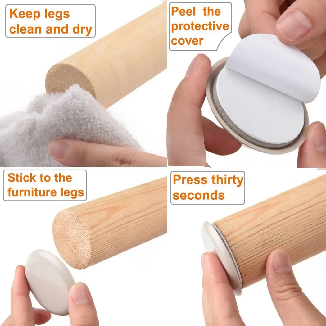 24PCS รอบเฟอร์นิเจอร์เครื่องร่อน Self Adhesive Moving Sliders ชั้นเก้าอี้โซฟา Slider Pad เฟอร์นิเจอร์ตารางฐานป้องกัน