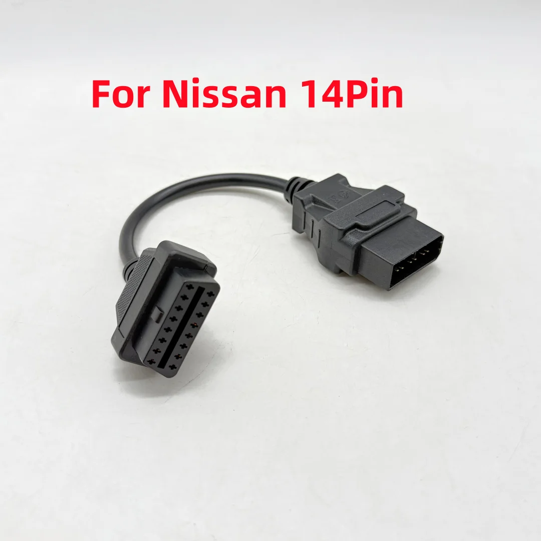Para nissan 14pin a 16pin obd2 conector de diagnóstico adaptador interface 14pin para obd2 16 pinos adaptador para carro carro veículo cabo