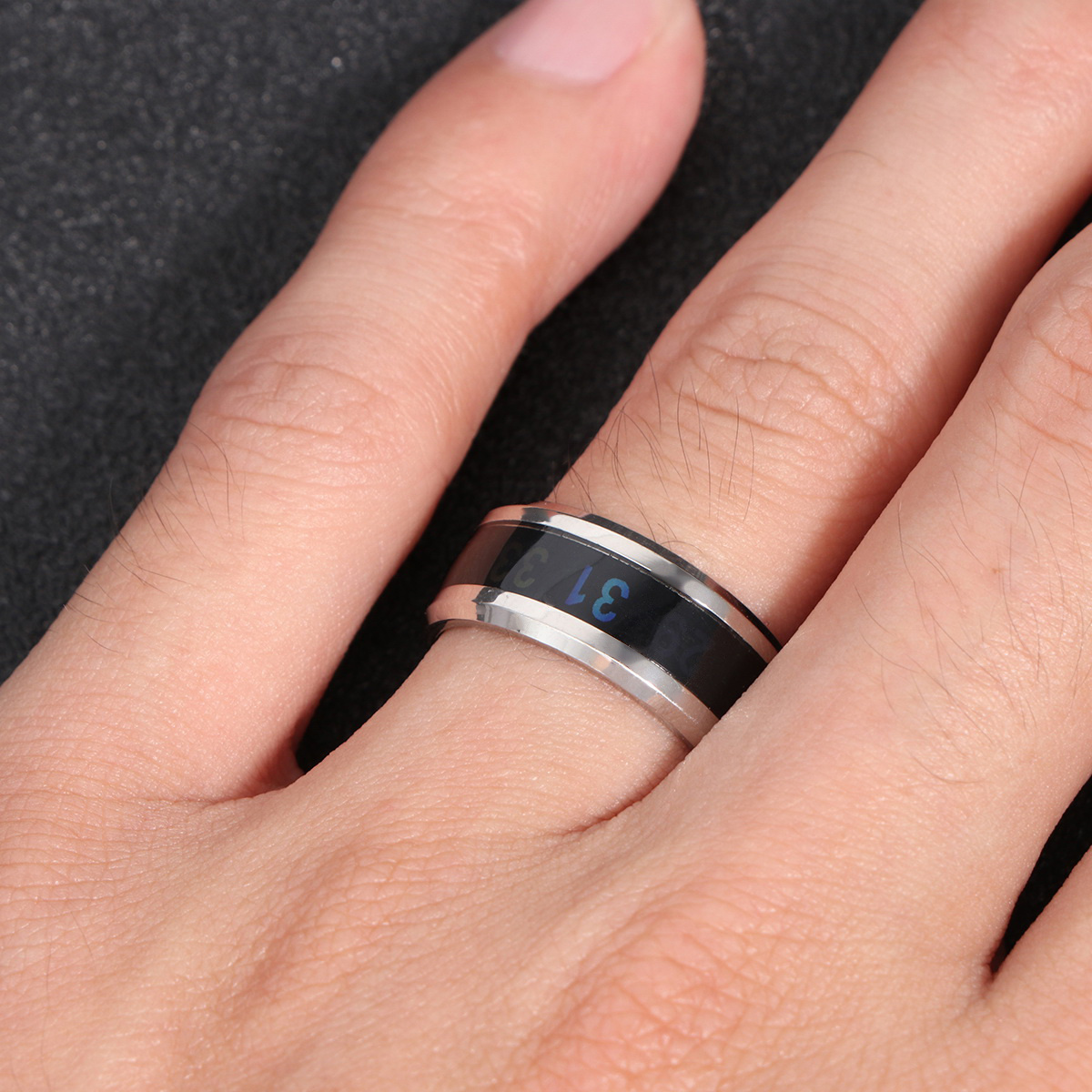 Stilvoller Wärmeverfärbungsring, 8 mm Metall-Fingerring, einzigartiges bedrucktes Design, Geburtstagsgeschenk, kein Geburtstagsgeschenk