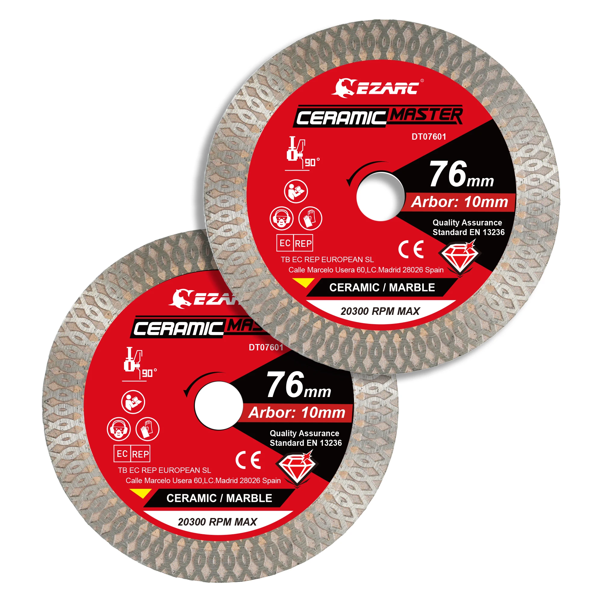 Disco de corte de diamante de 76mm, lâmina de serra super fina de 2 peças, para corte de porcelana, granito, mármore, cerâmica, lâmina de serra circular