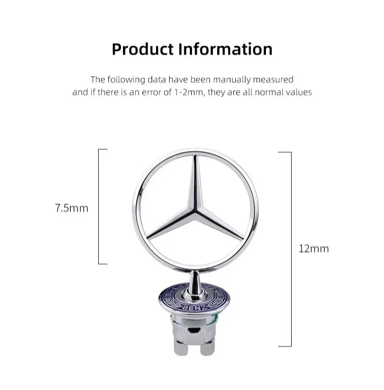 車のエンジンフードエンブレムフロントボンネットクロームマークアクセサリーメルセデスベンツ AMG W204 W205 W203 W211 W212 W213 W201 W210 W124