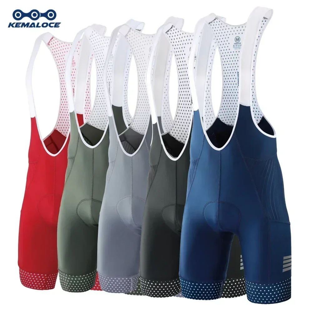 KEMALOCE, pantalones cortos con pechera para ciclismo para hombre, color azul sólido y negro, almohadilla de Gel 5D, pantalones cortos para bicicleta de montaña, bragas ajustadas transpirables para exteriores de alta gama