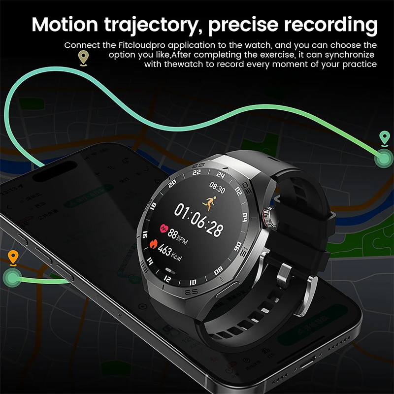 2025 neue Für Android und ios Smart Uhr Männer AMOLED Bildschirm GPS Motion traject Herzfrequenz Bluetooth Anrufe SmartWatch wasserdicht
