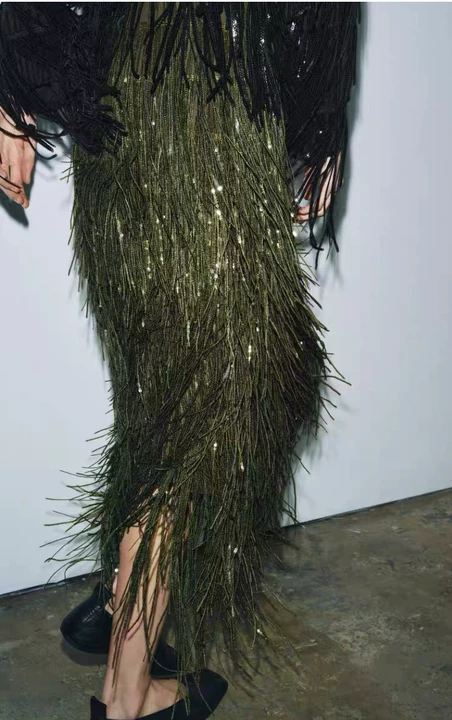 Green High Waist Women's Skirt With Sequins Female Christmas Casual Bodycon Long Shiny Sequined Bottom Lady Evening Party Skirts