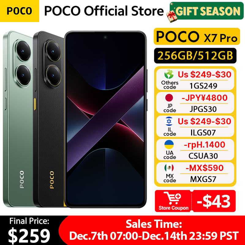 【Brand+】POCO X7 Pro Smartphone Dimensity 8400-Ultra 6000mAh 90W HyperCharge 6.67" AMOLED display NFC Xiaomi HyperOS 2