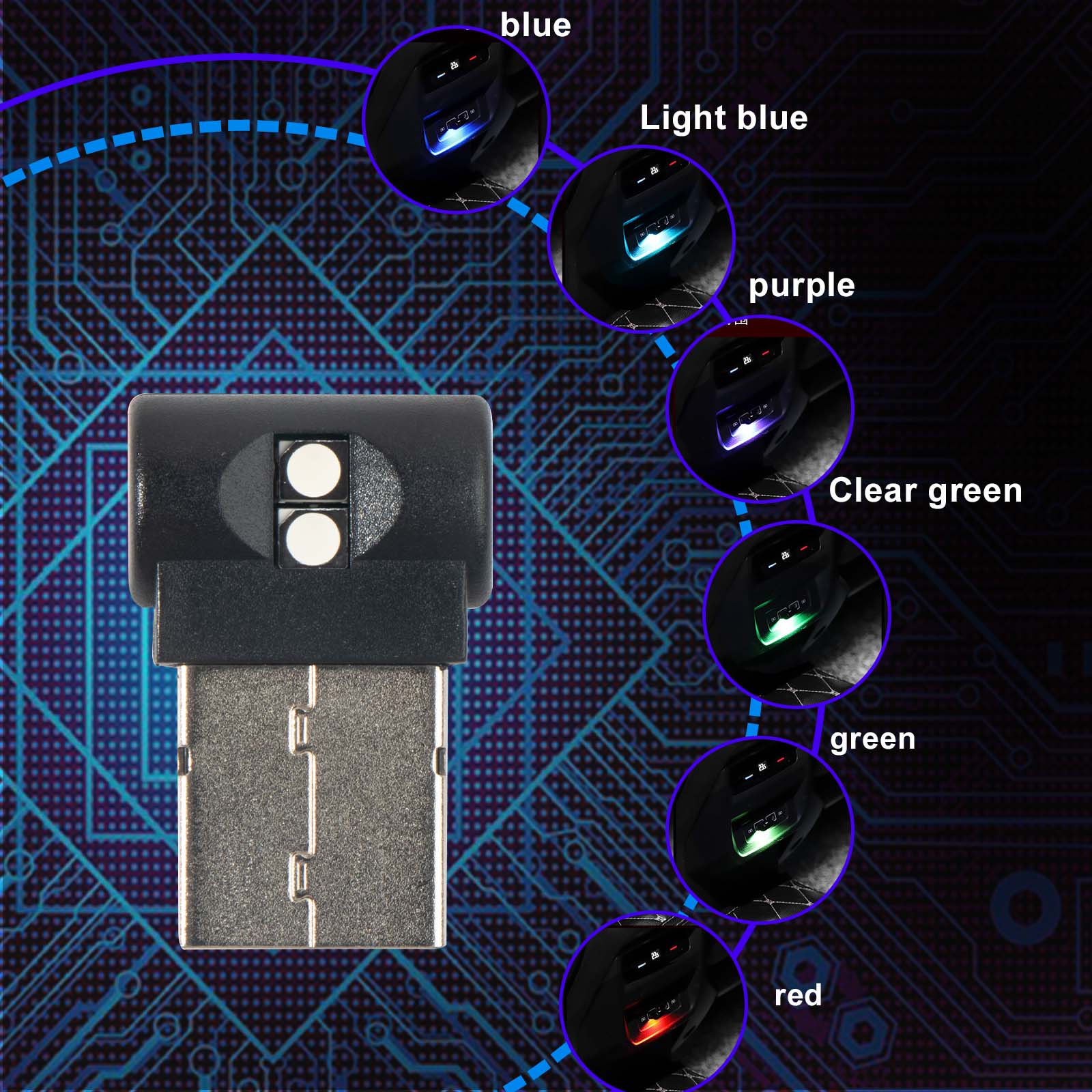 USB LED 자동차 인테리어 조명, 미니 분위기 야간 램프, 자동 주변 침실 복도 장식, 2 개