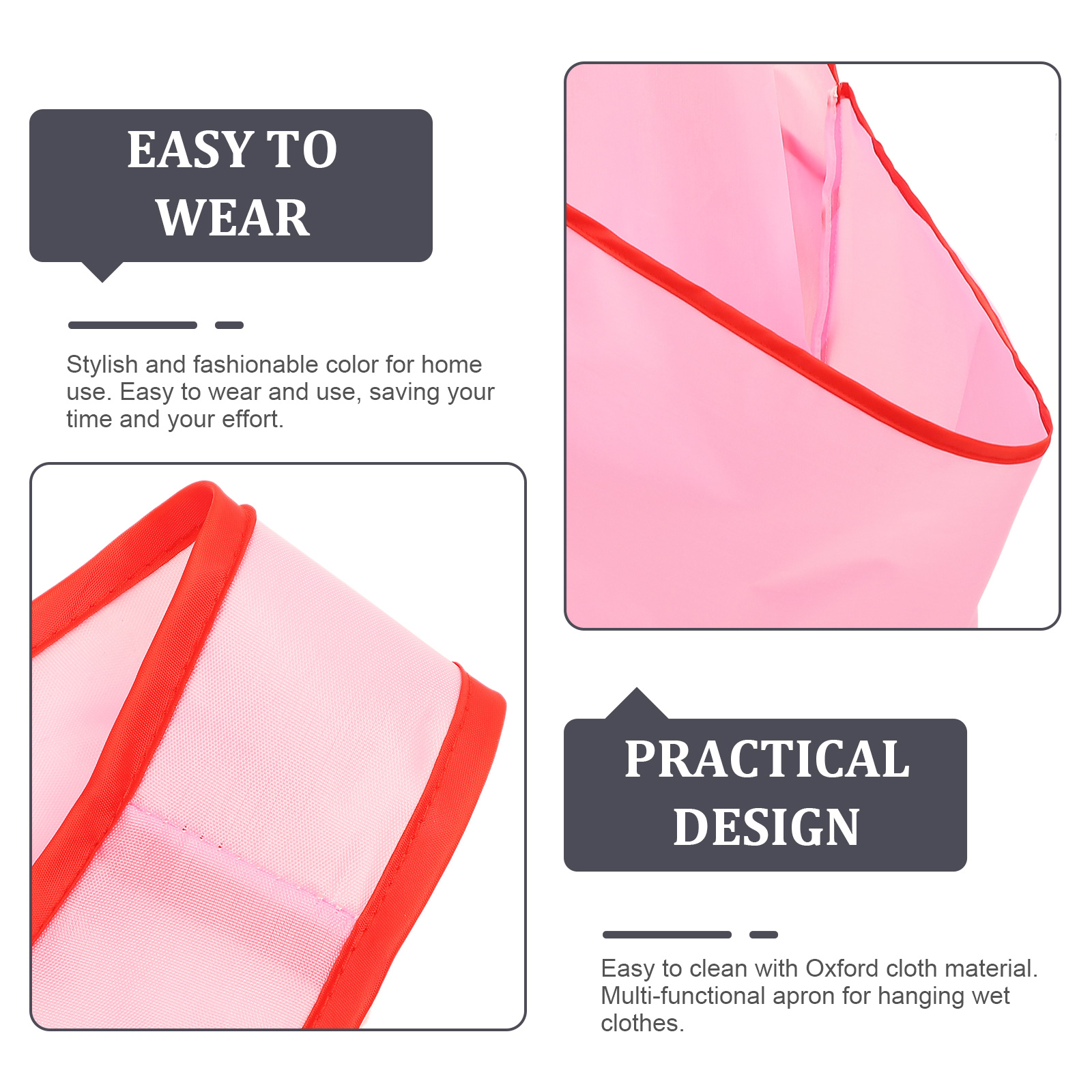 Baberos para ropa húmeda, bolsa de red, delantales con bolsillo para el hogar, ropa colgante rosa para el trabajo para mujer