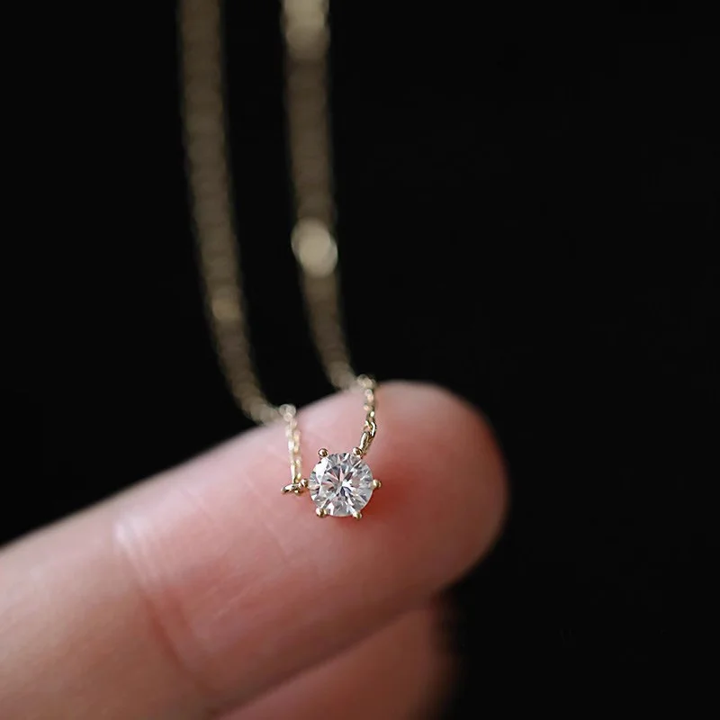 Halskette aus 18 Karat vergoldetem 925er-Sterlingsilber mit einer einzelnen glänzenden 5A-Zirkon-Schlüsselbeinkette, geeignet für Damen-Hochzeitsschmuck