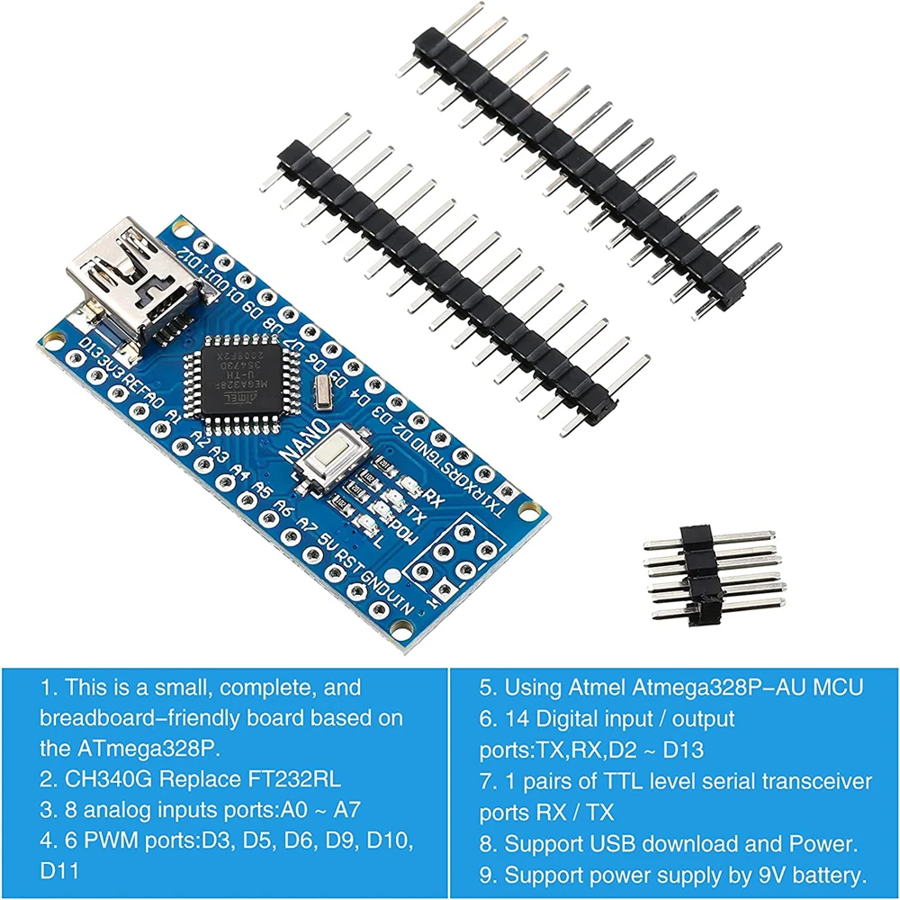 Nano 3.0 Mini Loại-C Micro USB Với Bộ Nạp Khởi Động Tương Thích Nano Bộ Điều Khiển Cho Arduino CH340 USB Driver 16mhz ATMEGA328P