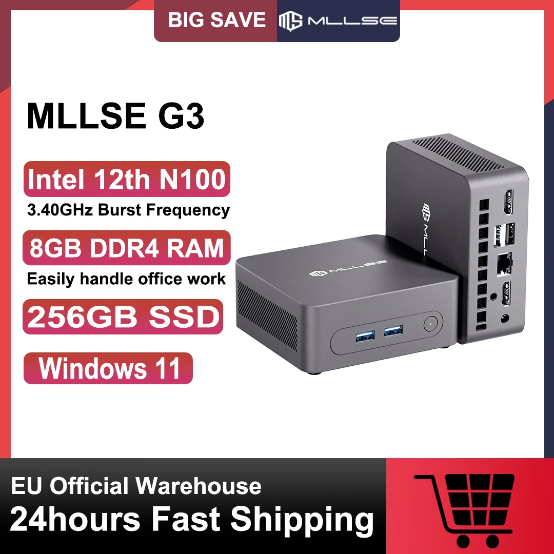 Mllse g3 mini pc intel n100 cpu ddr4 16gb ram 512gb ssd wifi5 bt 4,2 windows 11 mini desktop computer