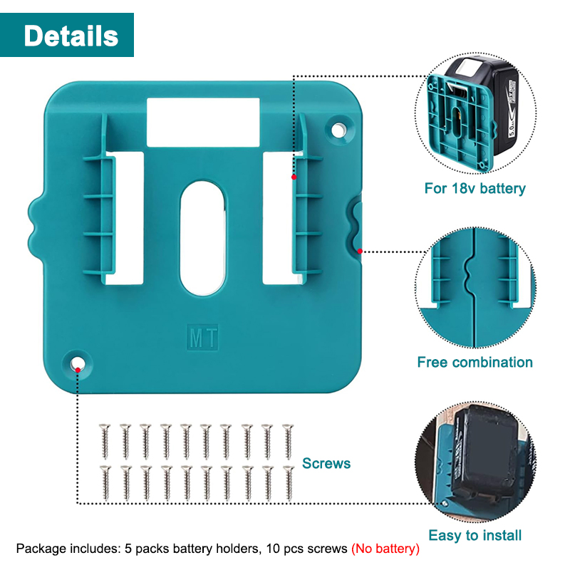 5 パックバッテリー収納ラックマキタ 14.4V 18V リチウムイオンバッテリーツールマシンホルダー収納ラック壁マウントブラケット固定