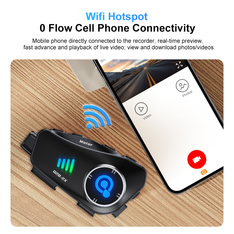 Q28-2X capacete da motocicleta bluetooth interfone fone de ouvido à prova dwaterproof água com 1080p hd gravador condução câmera sem fio moto interfone