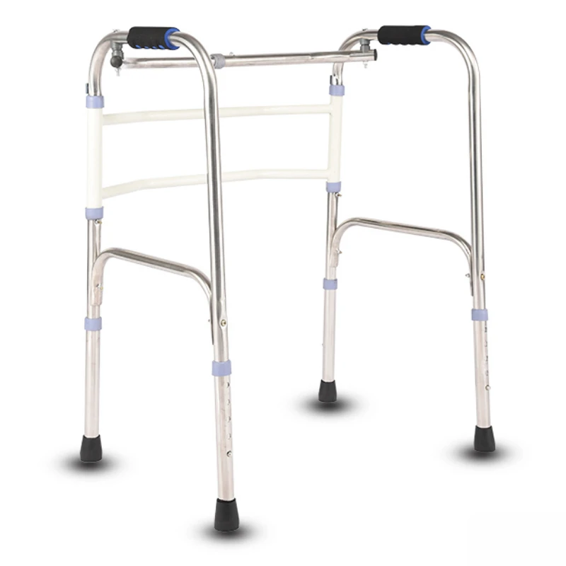 สแตนเลสผู้สูงอายุ Walker ปรับ Handrail สนับสนุนกรอบพับเดิน Aid Anti-SLIP Cane เก้าอี้สําหรับผู้สูงอายุ