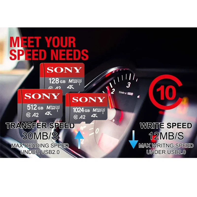 SONY 2TB Micro SD Memory Card 512GB 256GB 128GB 64GB 32GB Micro SD TF Flash Card Class 10 MicroSD for Xiaomi Camera Phone Camera