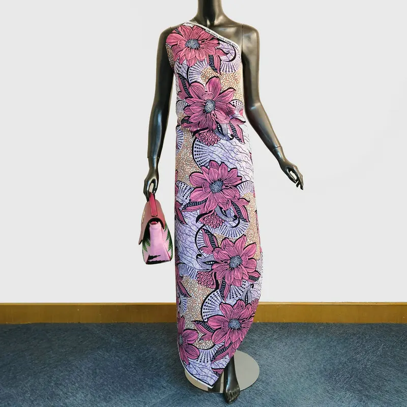 Beliebter echter Super-Dutch-Wachsblock-Druckstoff, buntes Blumendesign, Batikgewebe aus 100 % Baumwolle