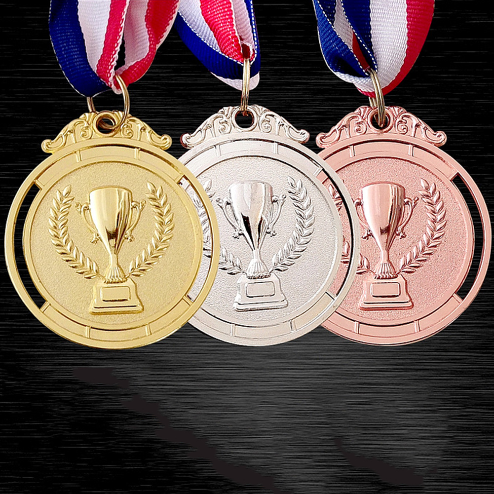 50-10 STUKS Zinklegering Ronde Winnaar Medailles 2 "Goud Zilver Brons Award Medaille met Neklint 1e 2e 3e Prijzen Winnaar Prijs Aanwezig