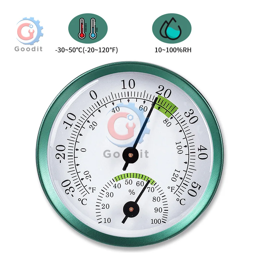 2-in-1 Stainless Steel Thermometer Hygrometer Wall-mounted Auto Measure Thermometer for Home Office Temperature Humidity Meter