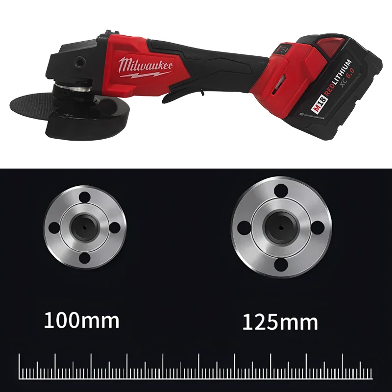 Milwaukee 125/100mm Brushless Angle Grinder Polishing Cutting Machine No-Lock Paddle Switch Electric Cordless Power Tools