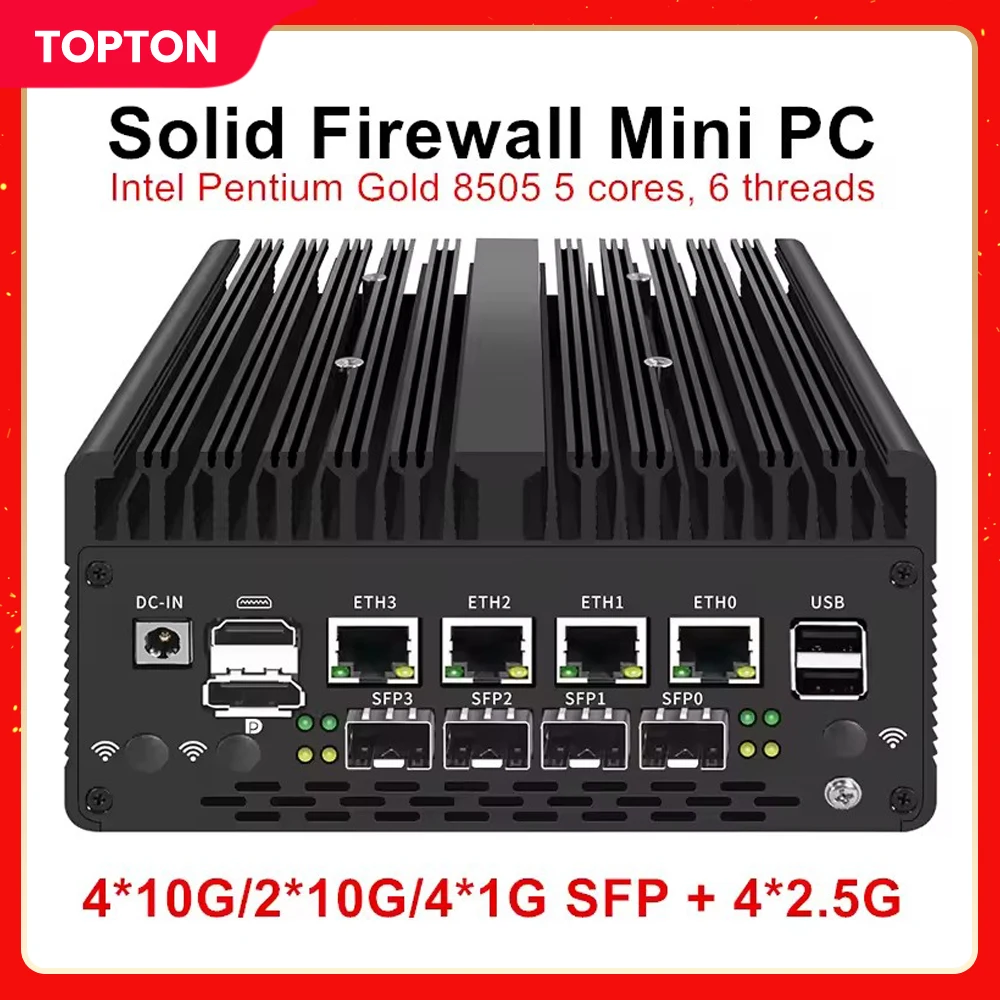 Nowe urządzenie Solid Firewall 12. generacji Intel Pentium Gold 8505 10G/1G SFP 4*2.5G RJ45 LAN 2*DDR5 NVMe Mini PC Proxmox ESXi Server