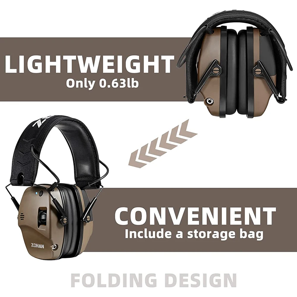 ZOHAN 5.0 Bluetooth Electronic Tactics Shooting Earmuffs Hearing Protection Anti-Noise Sound Amplification For Hunt Shoot Range
