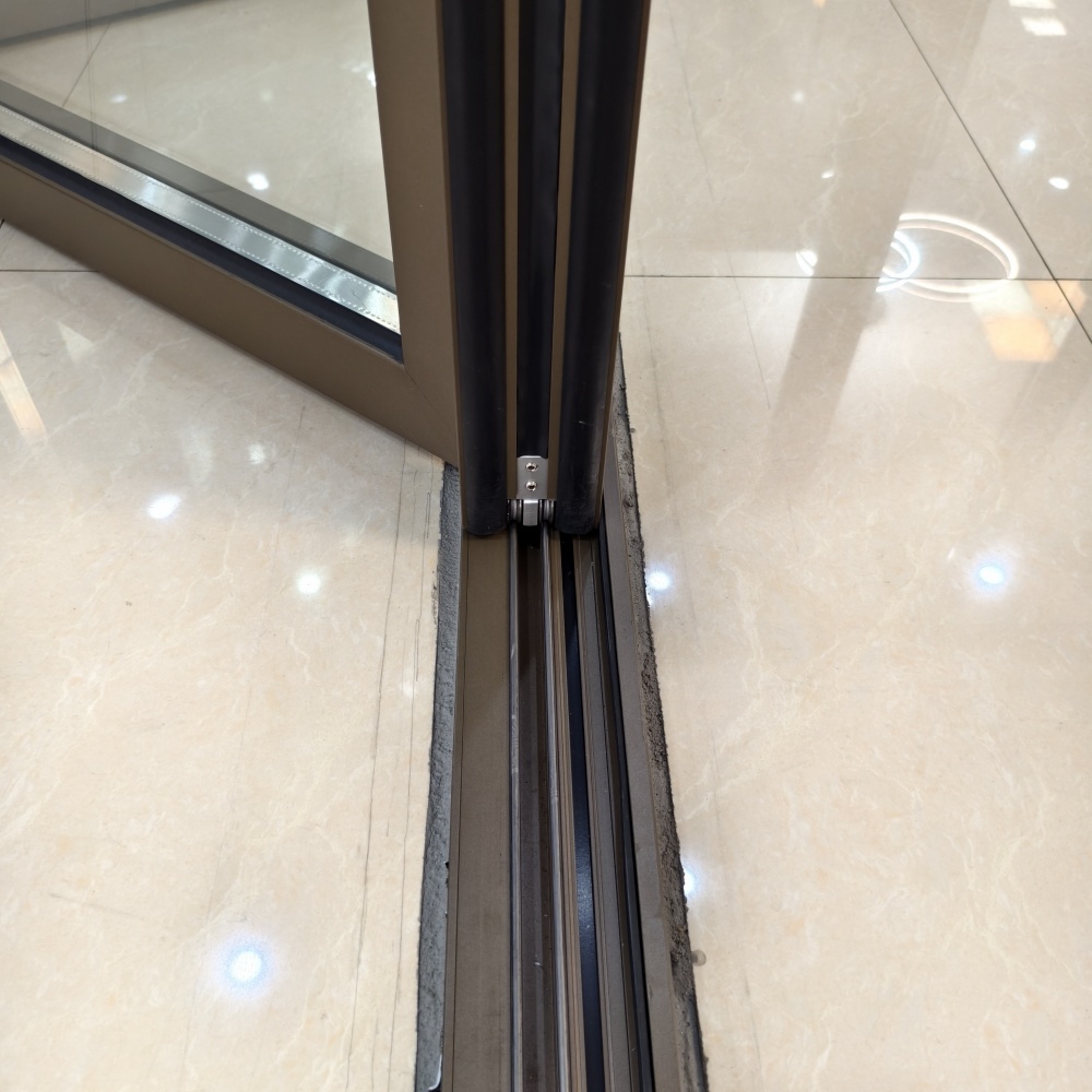 Puerta plegable doble de aluminio esmaltado, puerta plegable Bi, edificio residencial, Exterior, puertas plegables de vidrio para balcón de 2,0mm