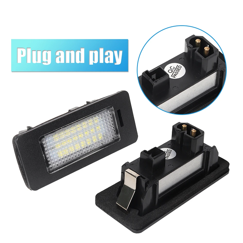 2 lâmpadas led brancas para placa de carro, acessórios automotivos para bmw e46 x5 e70 x6 e71 e72 e90 e92 e93 e91 m3 e39 m5 e60 e61 e82