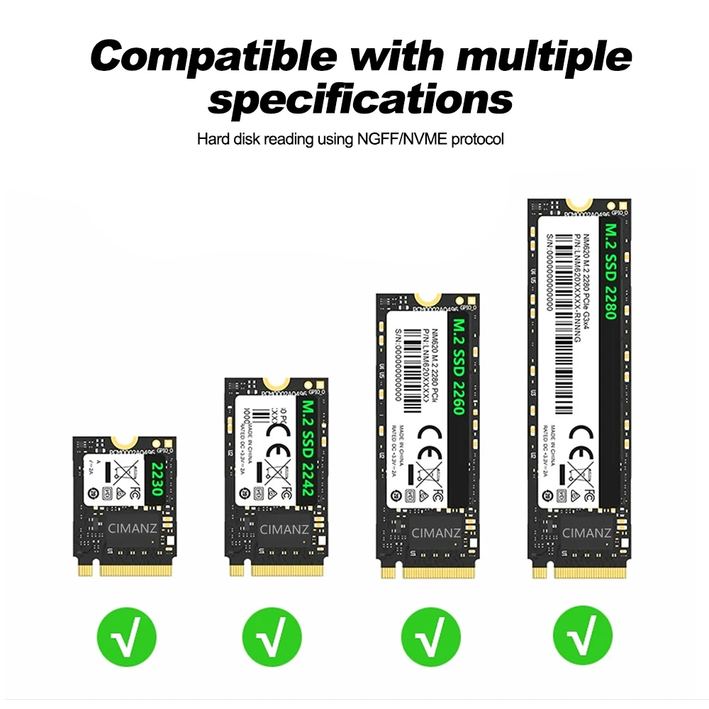 Корпус M.2 NVMe NGFF SSD 10 Гбит/с Тип C USB 3.1 к SSD Внешний контейнер для хранения Адаптер Поддержка устройства чтения карт SD TF Прямая вставка