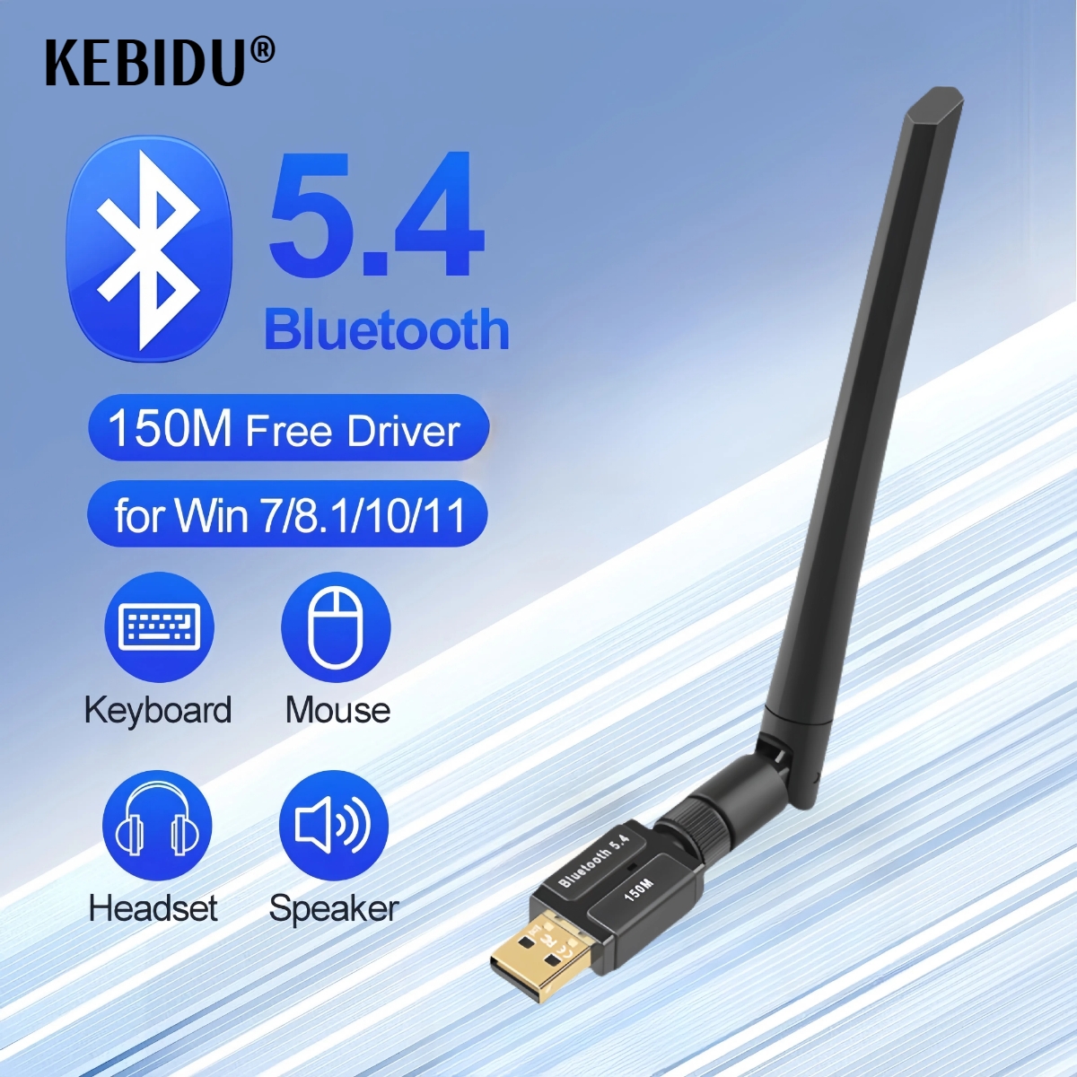 150 m Bluetooth 5.4-Adapter, kostenloser Treiber, USB-Bluetooth-Dongle-Adapter für PC, Windows 11/10/8,1 Maus, Tastatur, Audioempfänger