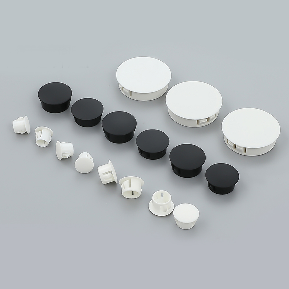 10 pz nero/bianco rotondo in plastica tappi terminali per tranciatura mobili foro per vite coperchio tubo inserti per tubi tappo 5mm 6 7 8 9 da 10 a 50mm