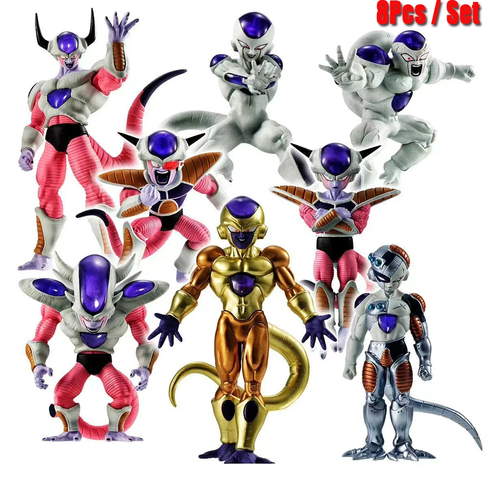 Dragon Ball Z Freeza Freezer Figuras Anime, Estátua de PVC, Coleção Boneca Modelo, Brinquedos Decoração, Quente, 8Pcs