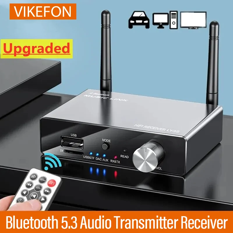 Bluetooth 5,3 Sender Empfänger Stereo Niedrige Latenz AUX 3,5mm Optische Drahtlose Musik Audio Adapter Fernbedienung Für TV PC