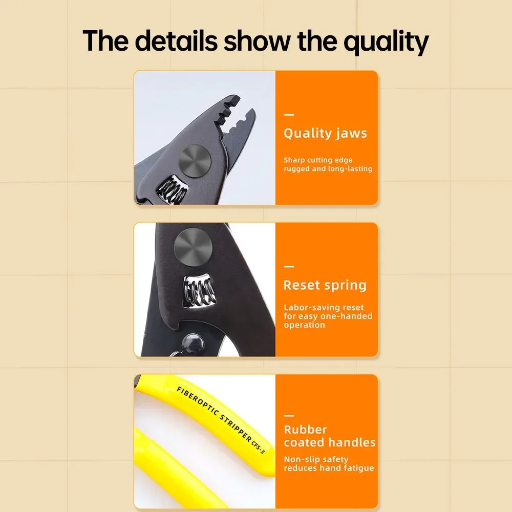 ZoeRax CFS-3 Series Three Hole Precision Fiber Stripper Pliers Efficient Fiber Stripping Tool for FTTH Maintenance Pliers