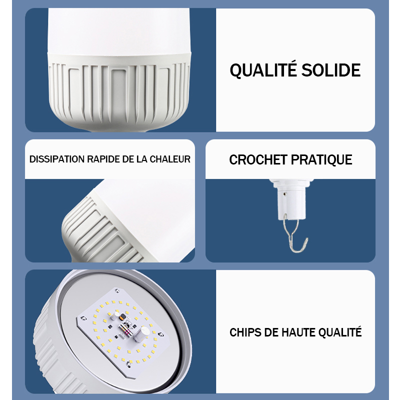 Lampes de secours LED rechargeables par USB, lanternes extérieures portables, ampoule clignotante, batterie, barbecue, camping, 650W