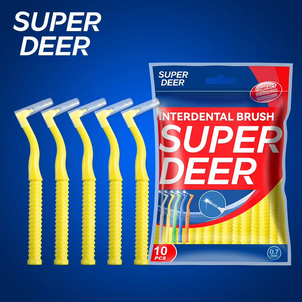 Super Deer 0.7mm L-type Interdental Brush Soft Bristle Interdental Tooth brushes Clean Between Teeth For Orthodonotics
