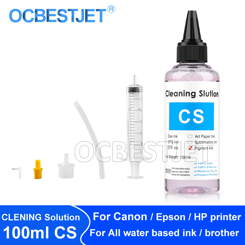 100ML Zestaw płynu czyszczącego do drukarek atramentowych Epson HP Canon Brother Roztwór czyszczący do pigmentu barwnika Atrament sublimacyjny Jasnoróżowy