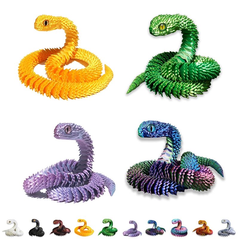 3D Stampato Serpente Giunto Mobile Simulazione Serpente Figurine Creativo Home Office Desktop Ornamento 2025 Regali di Capodanno Artigianato Regalo