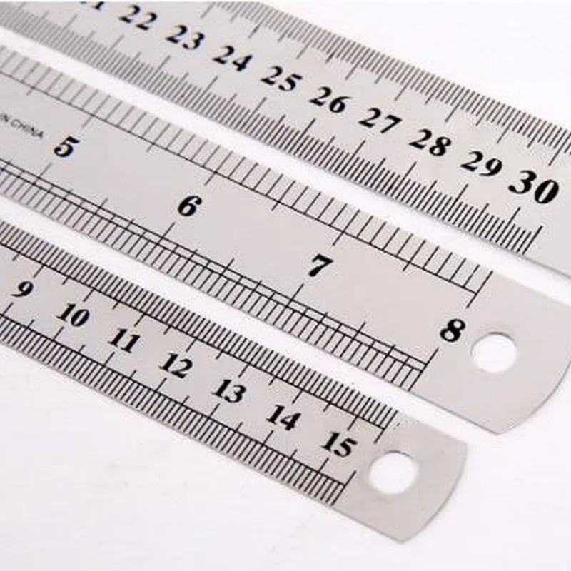 Strumento di misurazione righello dritto in acciaio inossidabile con scala a doppio lato da 15-30 cm per studenti, cancelleria scolastica, regalo per bambini