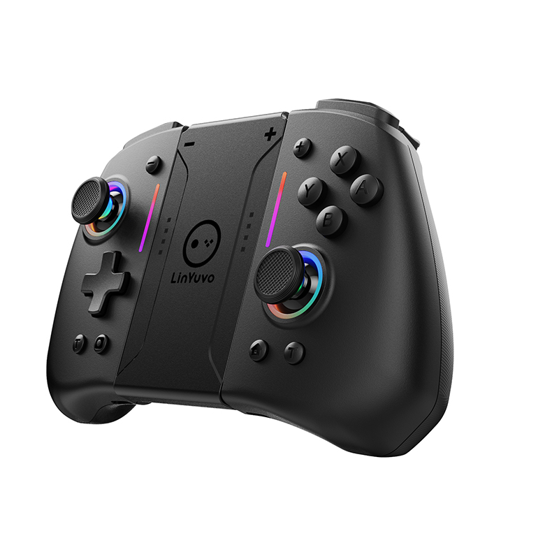 LinYuvo KS42 Joy-pad inalámbrico con luz de meteoros con luces RGB de 8 colores para interruptor/Lite/OLED, con programable, Turbo y vibración