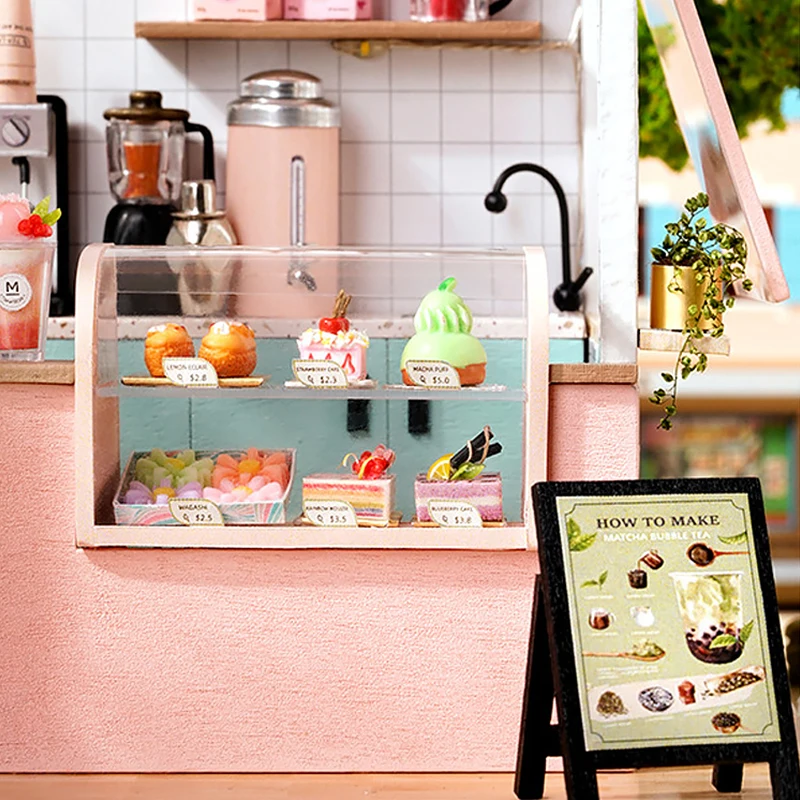 นมชามินิตุ๊กตาบ้านชุด DIY สําหรับทําของเล่น Handmade 3D ปริศนาประกอบของเล่นของขวัญวันเกิดงานฝีมือไม้ตุ๊กตา