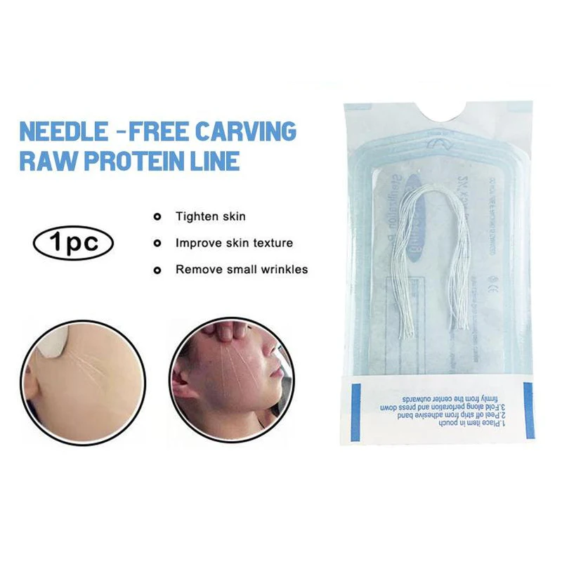 60/120 pces absorvível sem agulha linha de proteína de ouro anti-rugas rosto enchimento elevador endurecimento linha de colágeno anti-envelhecimento cuidados com a pele