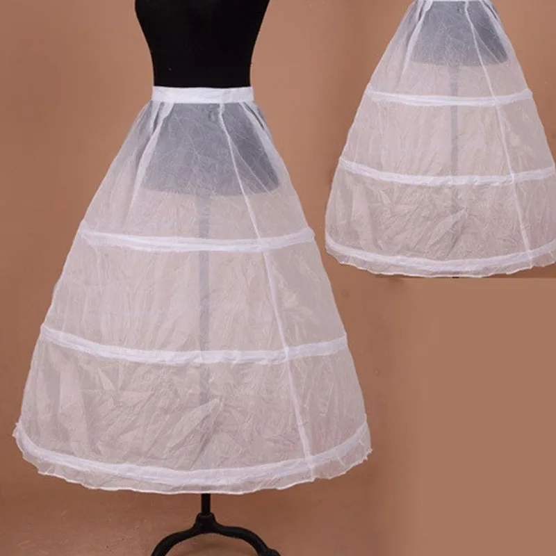 ผู้หญิง Petticoat 3 ห่วงกระโปรงสีขาวอุปกรณ์จัดงานแต่งงาน