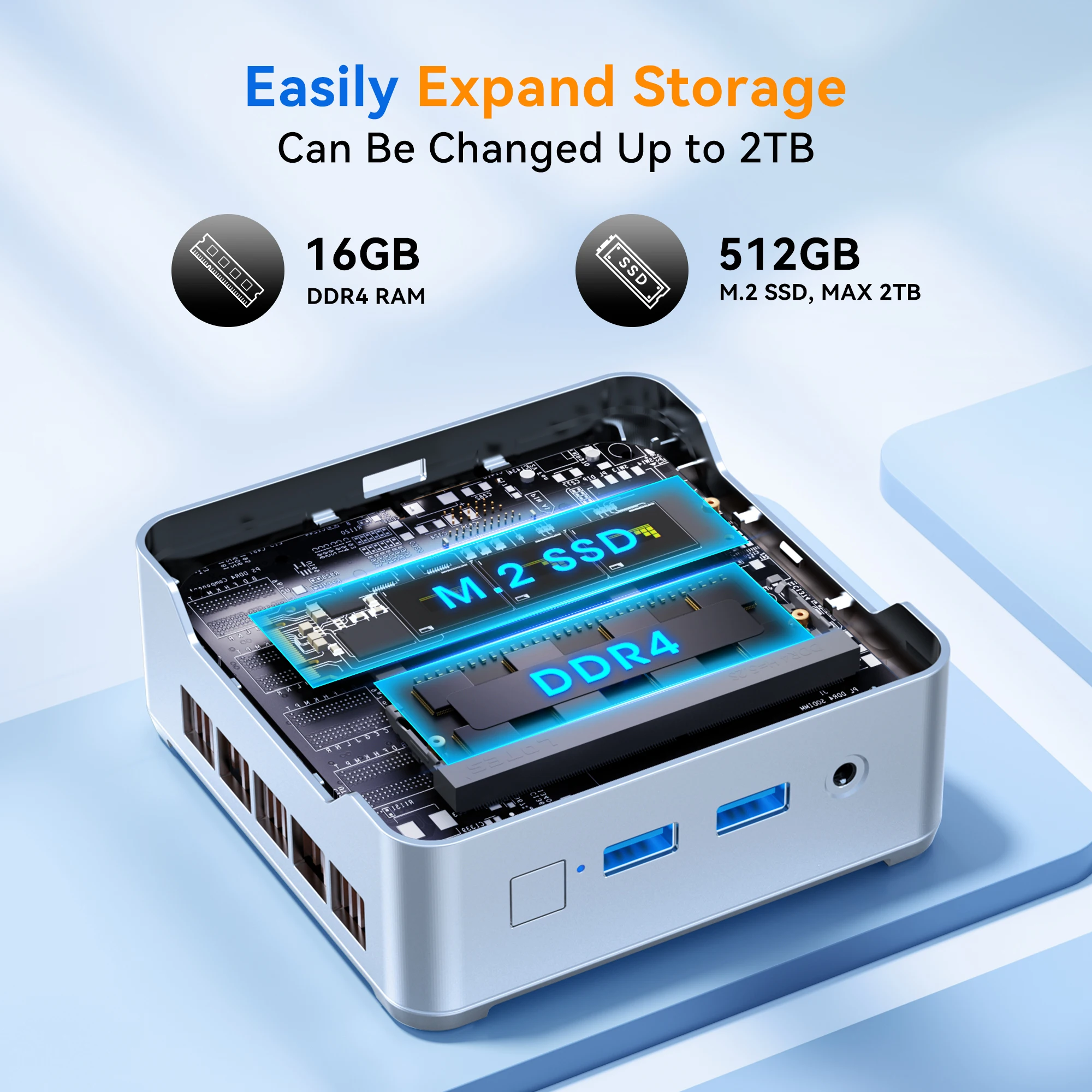 ACEMAGIC Mini PC E2 Mini-Computer Alder Lake-N97 16 GB DDR4 512 GB M.2 SSD Windows 11 Pro Micro-Desktop-Computer Mini-Desktop-PC