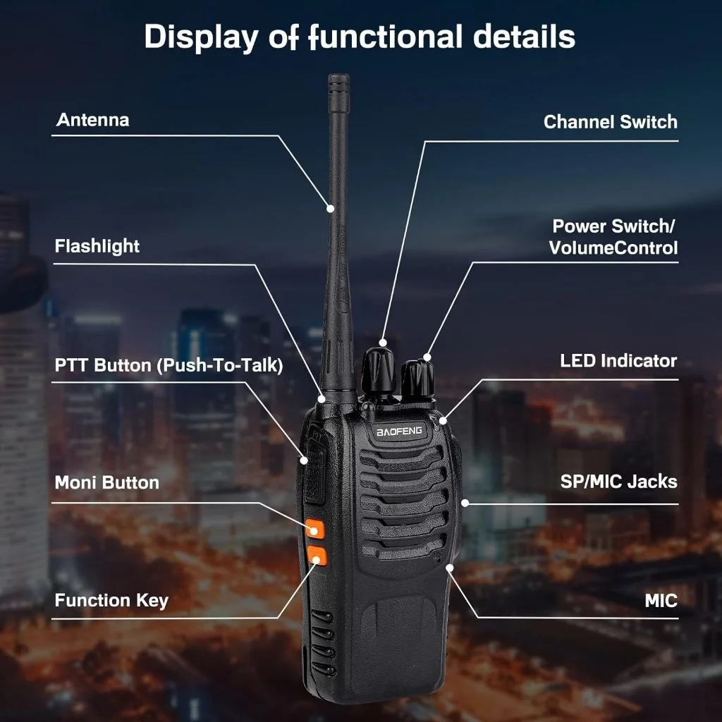 Kit 2 Rádio Comunicador Walk Talk Baofeng 777s com 16 Canais Alcance de 12Km
