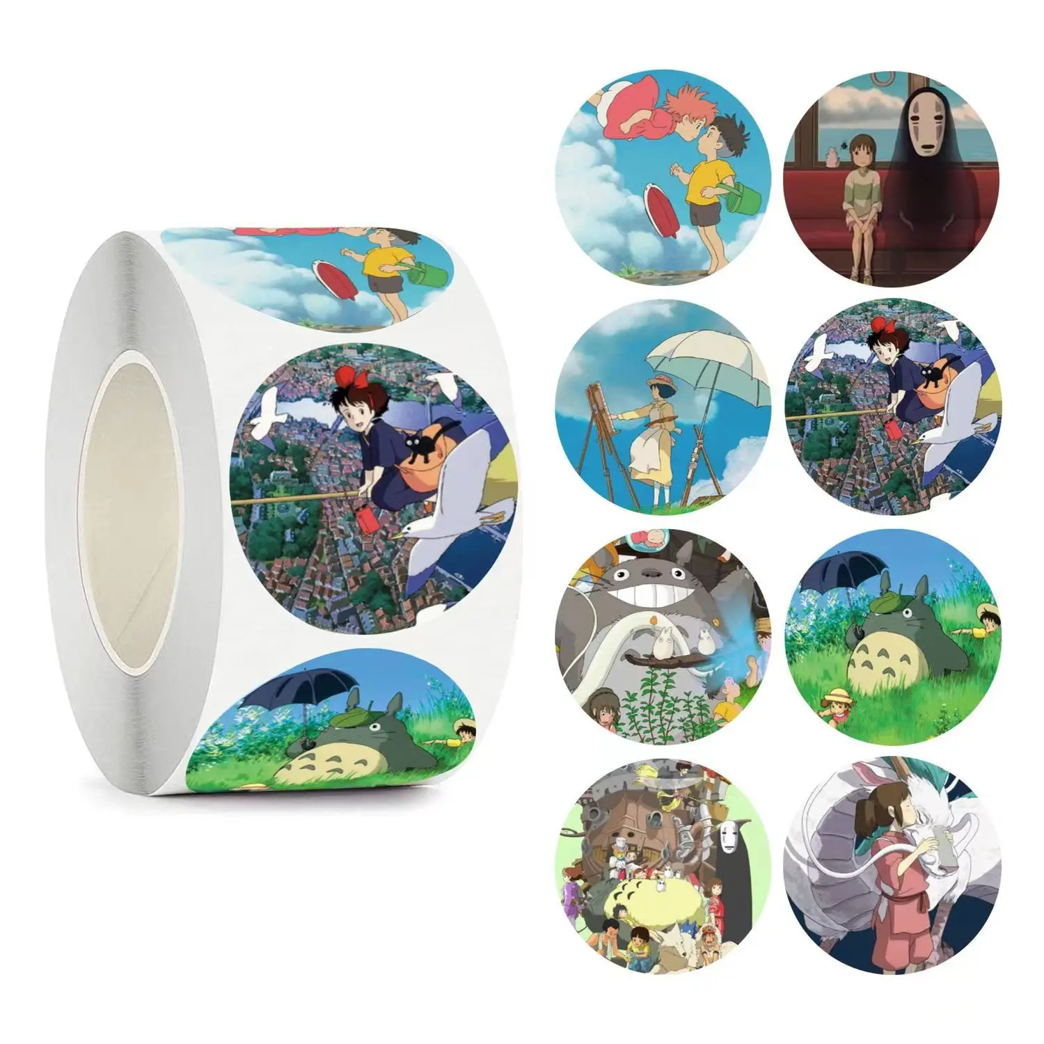 500 Uds Ghibl Hayao Miyazaki pegatinas de sellado pegatinas de grafiti de dibujos animados monopatín portátil motocicleta sello etiqueta juguetes Decoración
