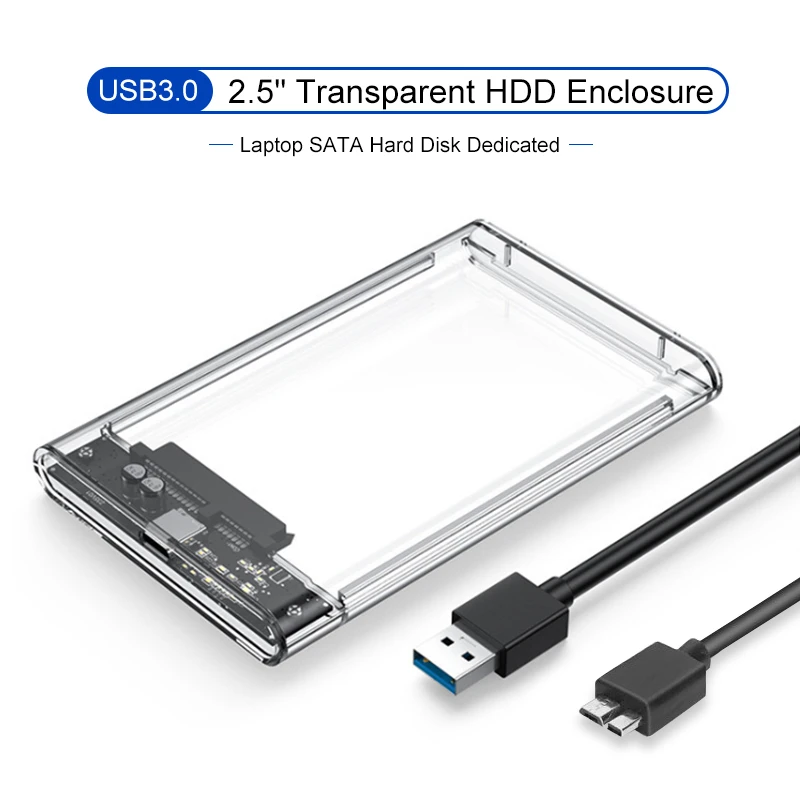 USB 3,0 Microb transparent 2,5 Zoll externe Speicher hülle Sata 5 Gbit/s HDD SSD Festplatten gehäuse Unterstützung Uasp für PC-Laptop