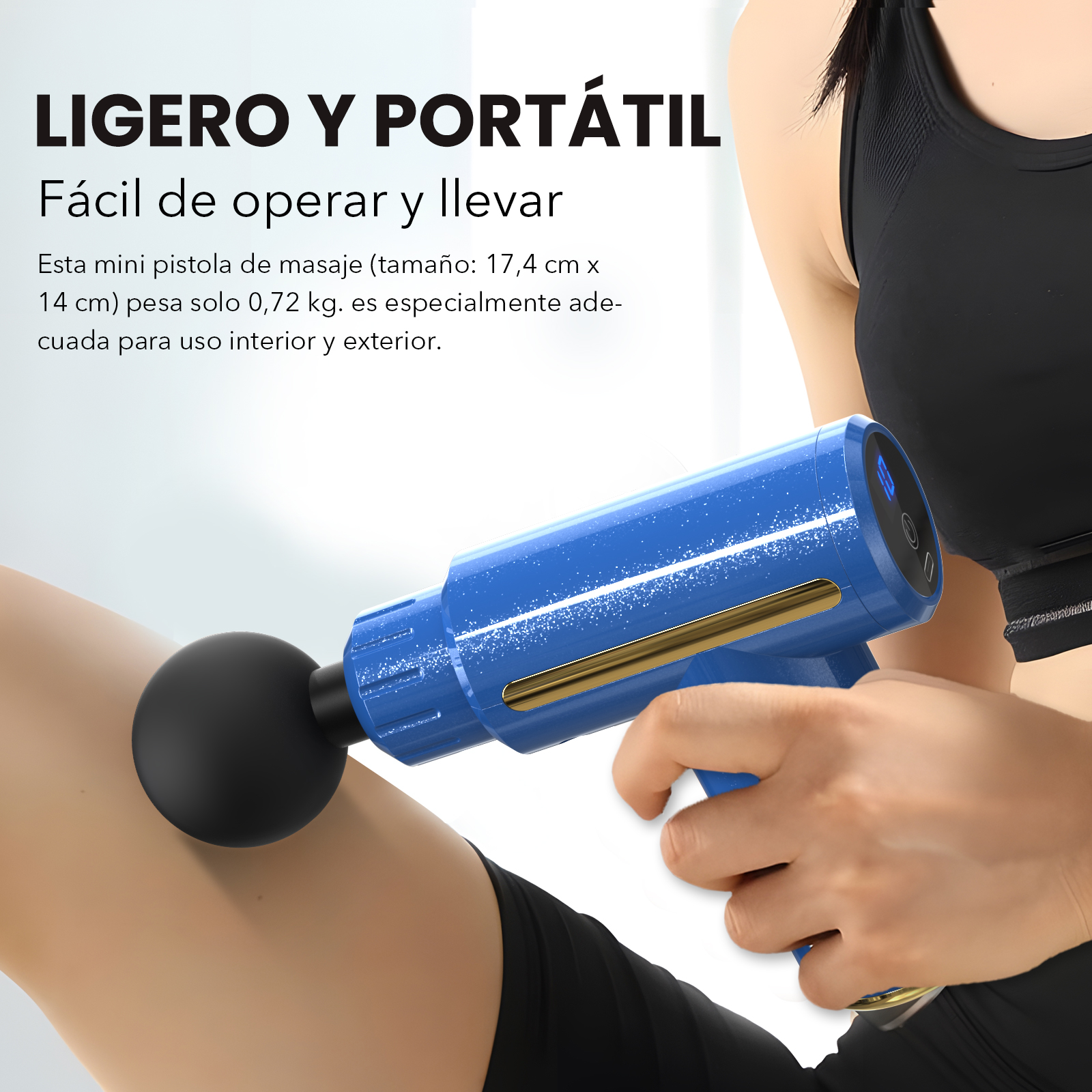 Sejoy-masajeador de tejido con pistola de Fascia portátil, Mini masaje corporal ligero con pantalla táctil LED, 4 cabezales de masaje reemplazables