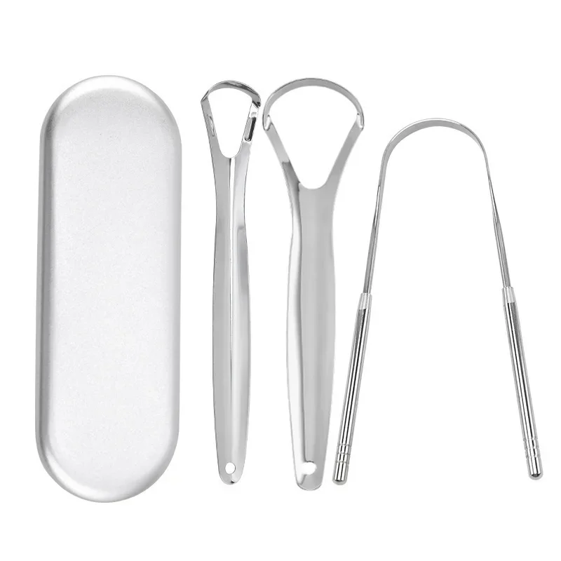 Limpiador raspador de lengua de Metal Premium, 1 Uds./3 uds., para adultos y niños, raspadores de lengua portátiles de acero inoxidable, cepillos para quitar